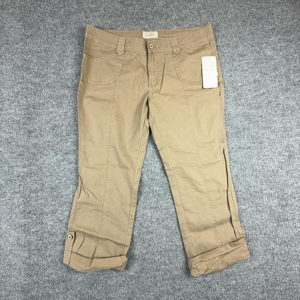 Y2k Angels Capri Pants Juniors 17 Taupe Twill Cuffed Convertible Stretch Casual